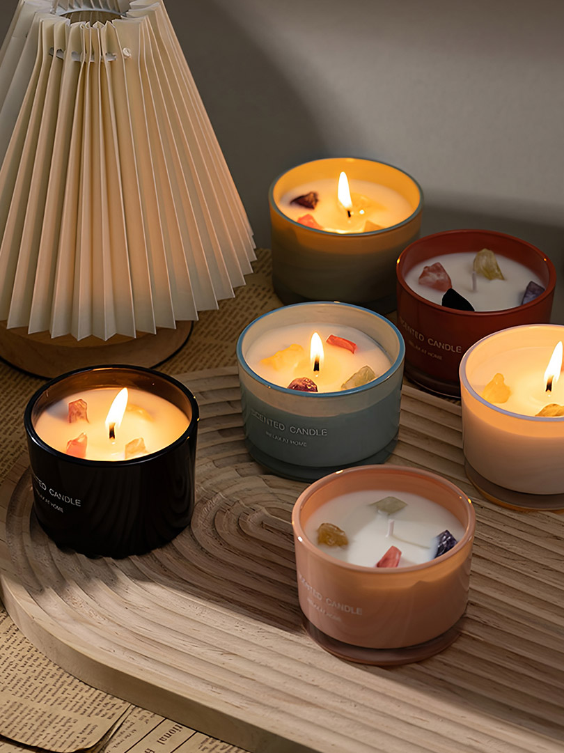 Krištáľová kamenná sviečka s emocionálnou vôňou dopamínu