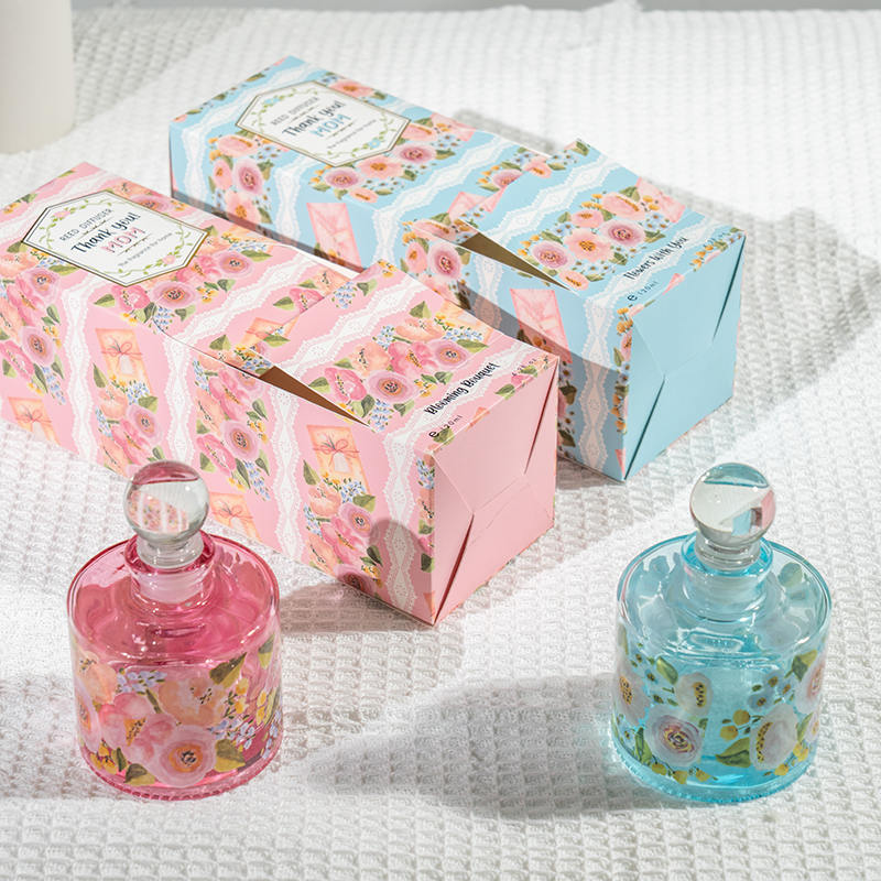 Elegantný okrúhly sklenený rákosový difúzor na fľašu na deň matiek