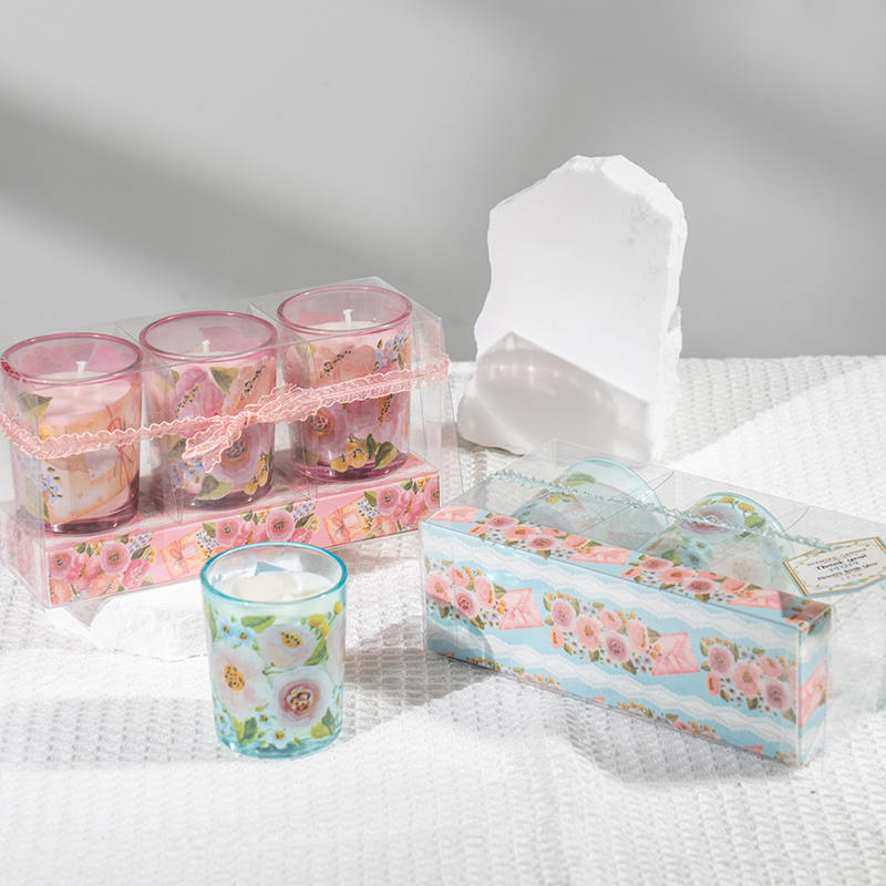 Klasické malé okrúhle sklenené pohárové vonné sviečky ku Dňu matiek 3KS set-eko výrobca sójových sviečok