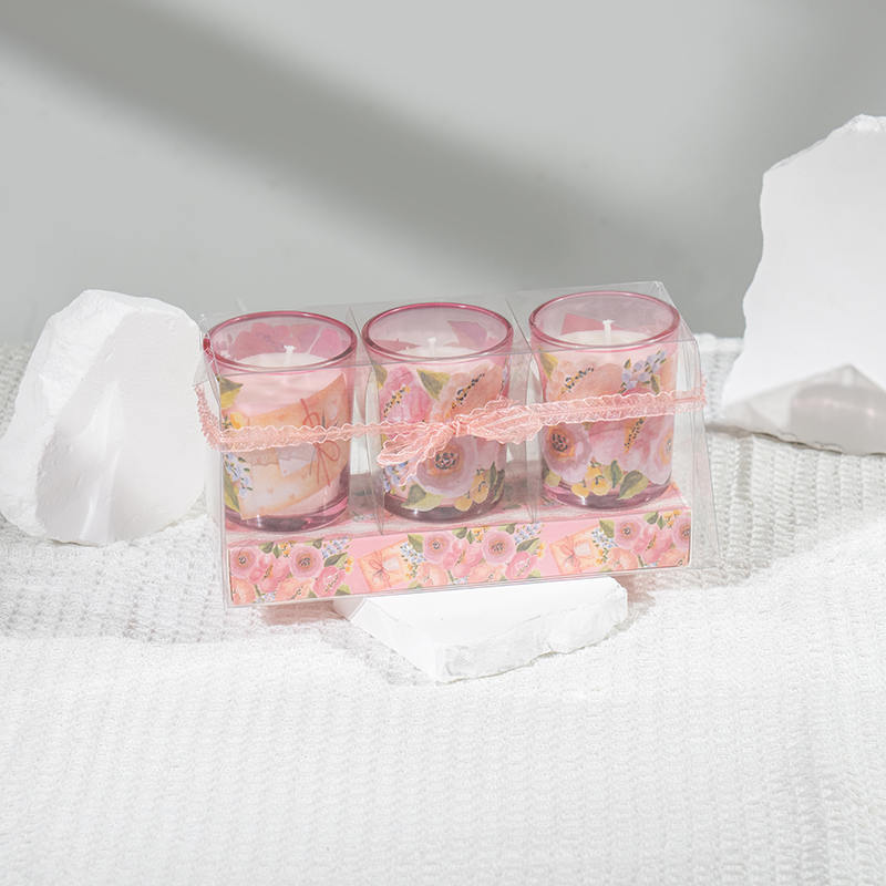 Klasické malé okrúhle sklenené pohárové vonné sviečky ku Dňu matiek 3KS set-eko výrobca sójových sviečok