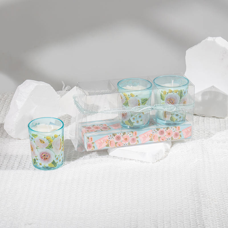 Klasické malé okrúhle sklenené pohárové vonné sviečky ku Dňu matiek 3KS set-eko výrobca sójových sviečok