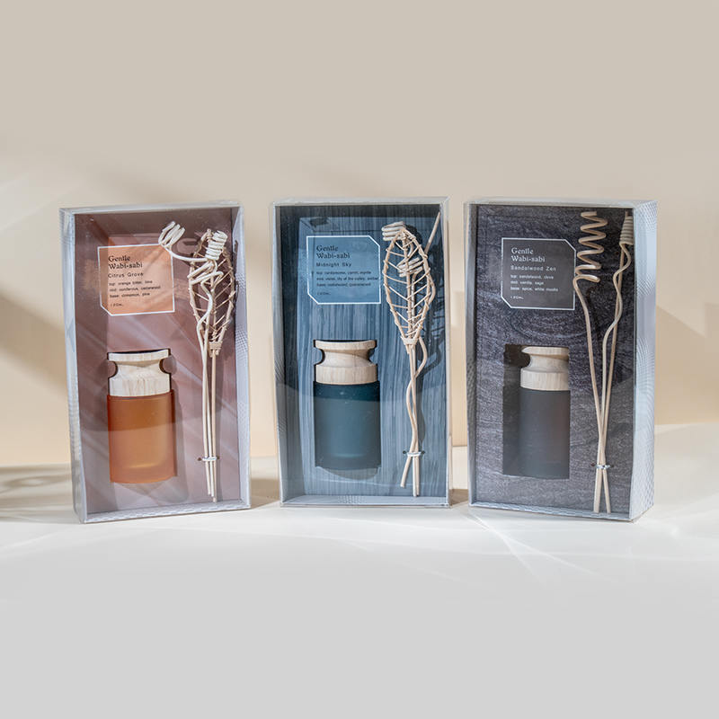 Vysoko cylindrická sklenená banka prémiový trstinový difúzor s dreveným tyčinkovým aromatickým difúzorom predajca