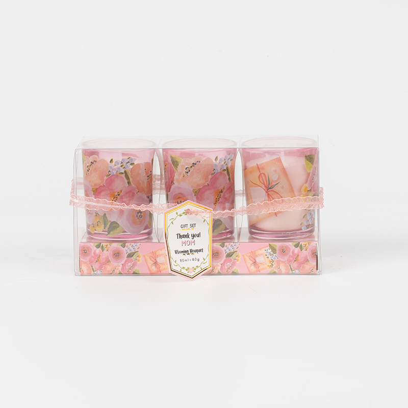 Klasické malé okrúhle sklenené pohárové vonné sviečky ku Dňu matiek 3KS set-eko výrobca sójových sviečok